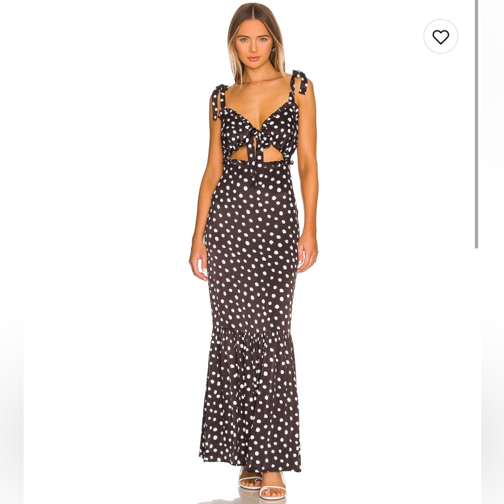 MAJORELLE Black and White Polka Dot Maxi Skirt
